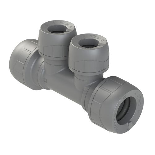 Polypipe New Single 22MM X 15MM 2 Port Socket - PB7322152 - Getplumb