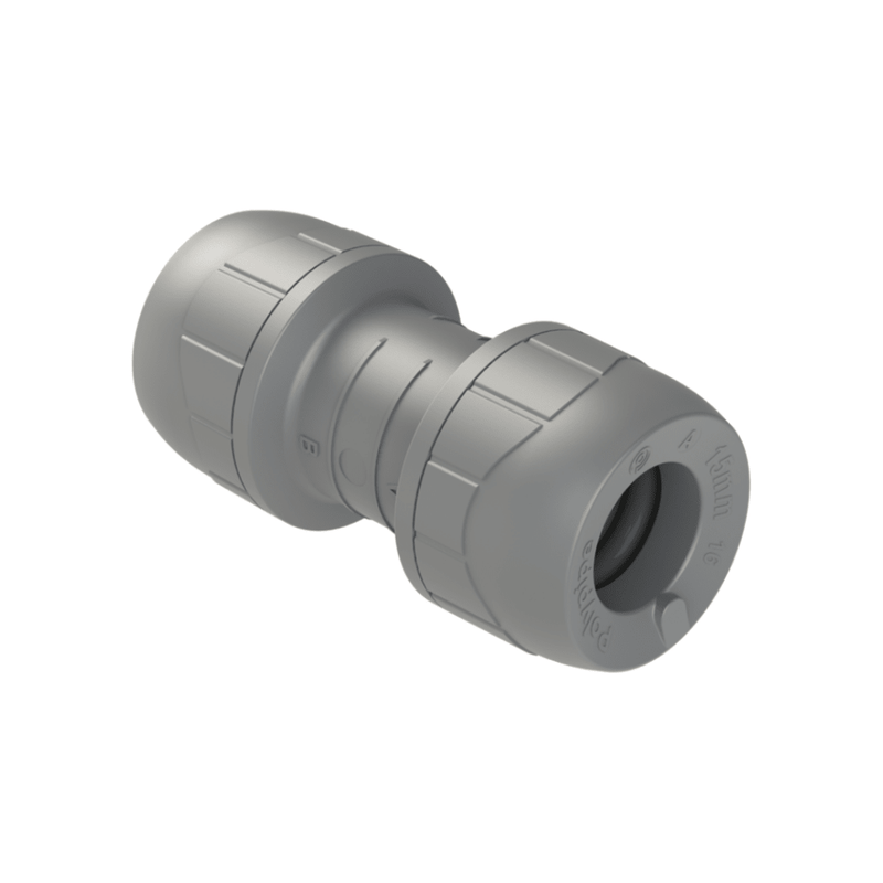 Polypipe PolyPlumb Enhanced Straight Coupler 10mm PB010 Grey - Getplumb