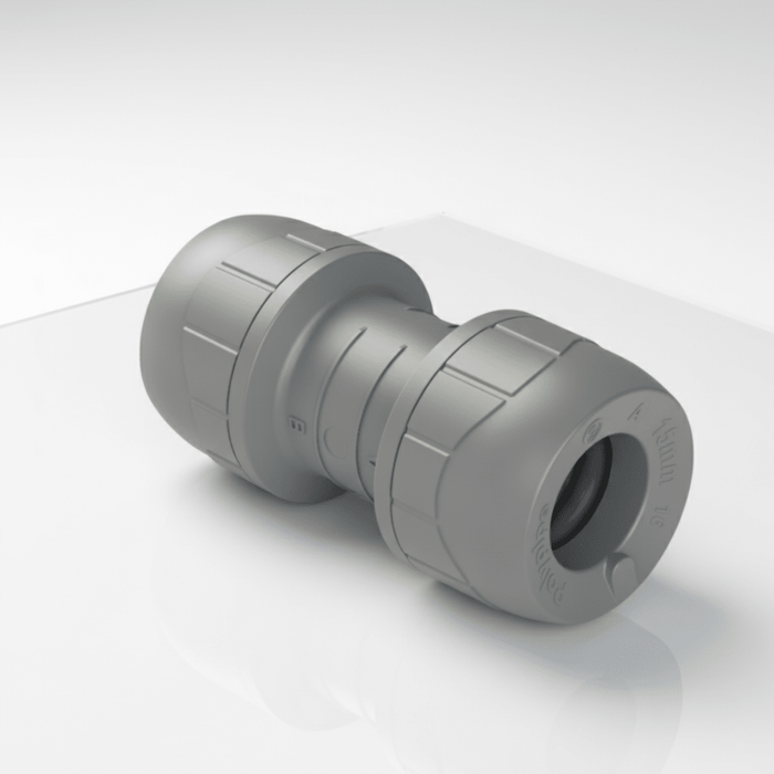 Polypipe PolyPlumb Enhanced Straight Coupler 10mm PB010 Grey - Getplumb