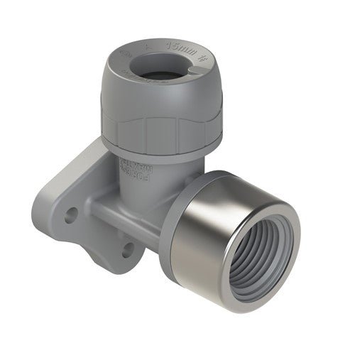 Polypipe Polyplumb Wall Plate Elbow Grey 22mm X 1/2 PB532212 - Getplumb