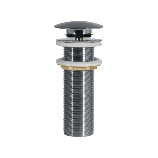 Premium chrome Click - Clack extended basin waste (no overflow), plug Ø66 mm — 130 mm (≈5.12") body length, Made in Spain - Getplumb