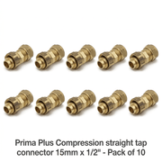 Prima Plus Compression straight tap connector 15mm x 1/2" - Getplumb
