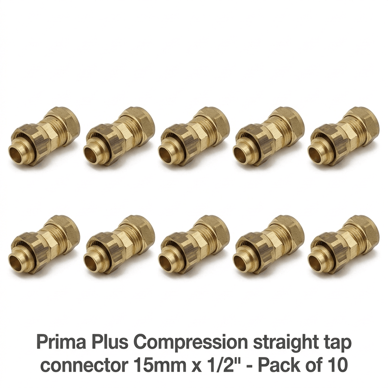 Prima Plus Compression straight tap connector 15mm x 1/2" - Getplumb