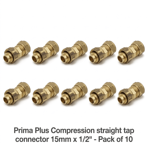Prima Plus Compression straight tap connector 15mm x 1/2" - Getplumb