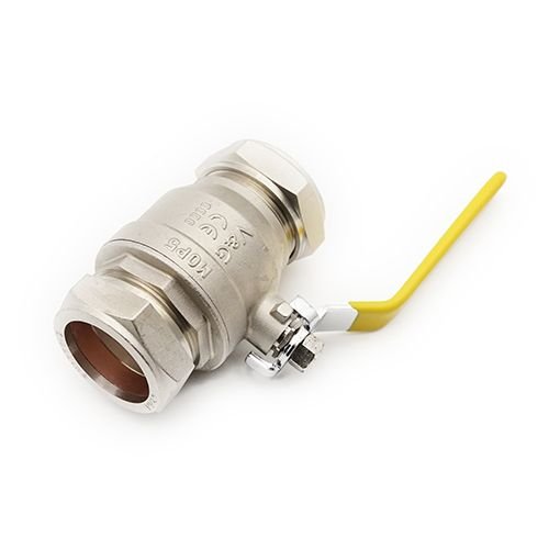 Primaflow QLC Yellow Lever Ball Valve PN25 42mm CxC WRAS Approved for Reliable Flow Control - Getplumb
