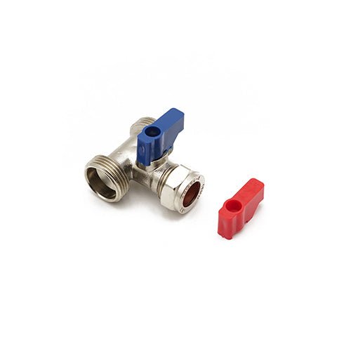Primaflow W/M Valve Tee 15mm x 3/4" x 3/4" for Dual Appliance Water Connection - Getplumb