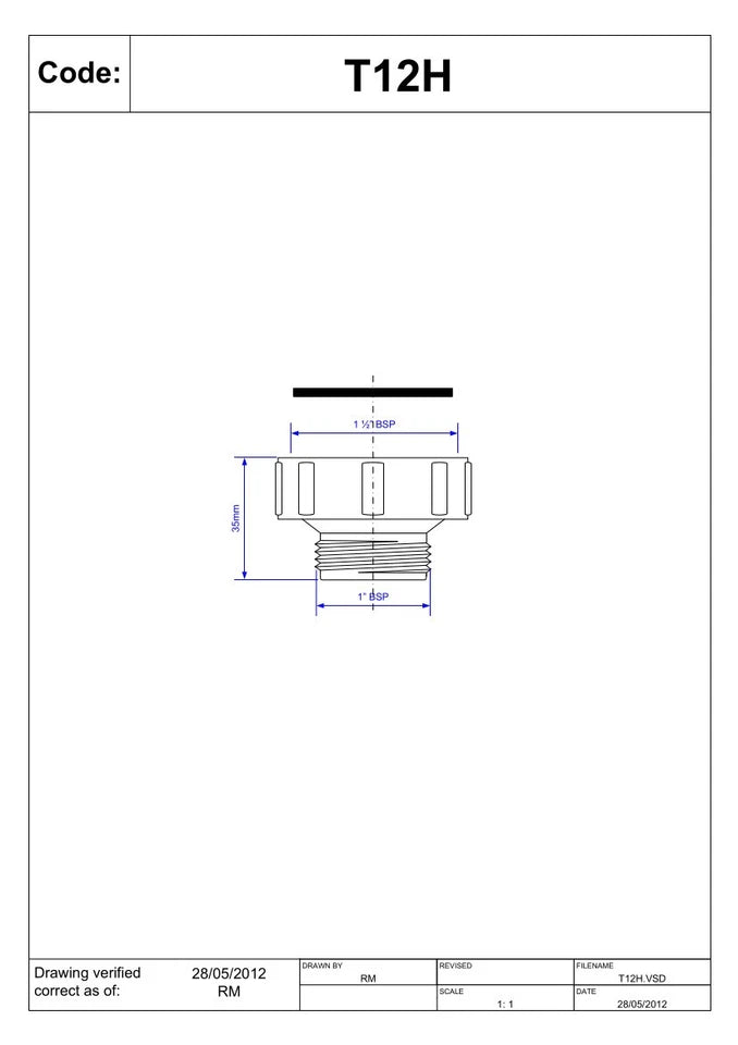 McAlpine T12H Raccord 1,5" Femelle x 1" Mâle BSP