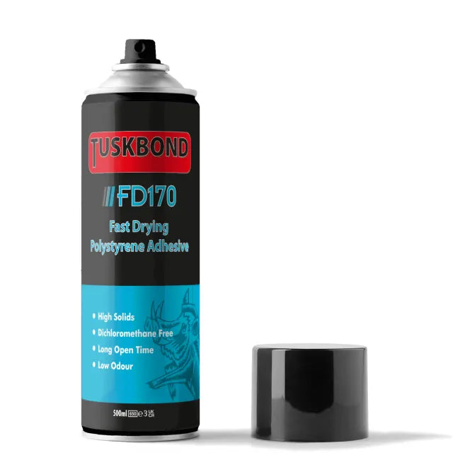 Tuskbond FD170 Fast Drying Polystyrene Spray Adhesive 500ml – Ideal for XPS/EPS Panels in Underfloor Heating Systems
