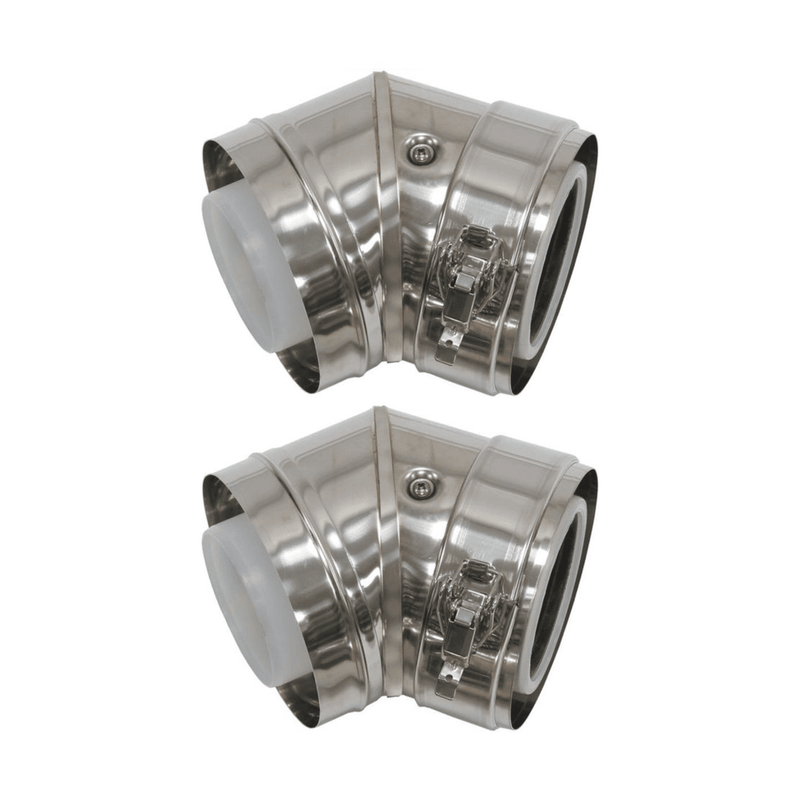 Vaillant 45 Degree Plume Bends 80/125mm – Stainless Steel Facade – Pack of 2 (0020042757) - Getplumb