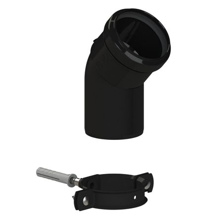 Vaillant Elbow 45 Deg DN60(2 Pieces) Black - Getplumb