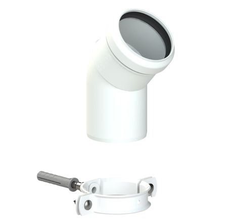 Vaillant Elbow 45 Deg DN60(2 Pieces) White - Getplumb