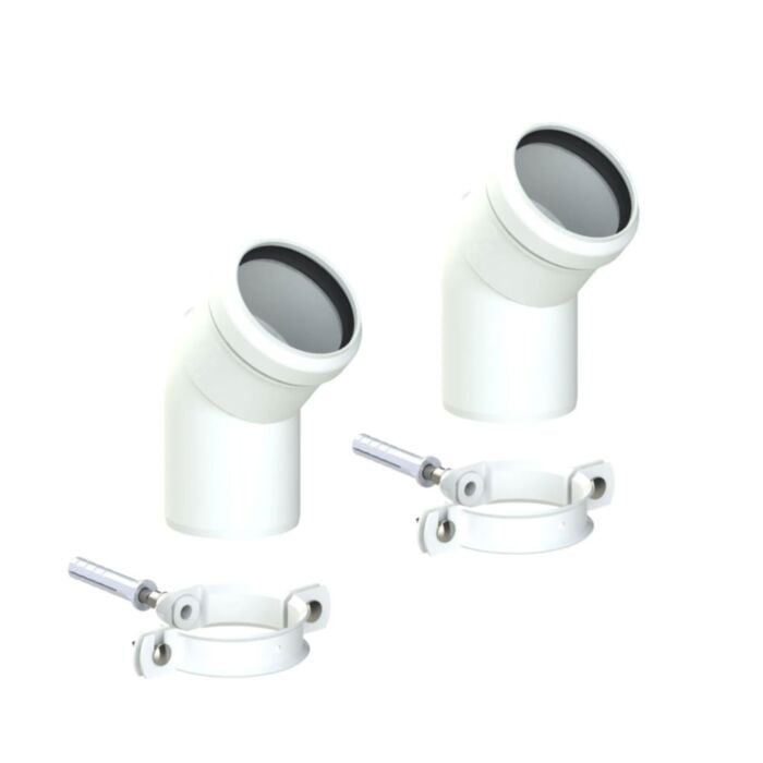 Vaillant Plume Elbow 45° DN60 (2 Pieces) White 0020219552 for Efficient Ventilation - Getplumb