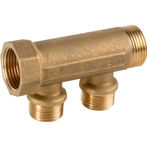 Valsir Pexal Brass 2 - Way Manifold – 3/4" Inlet to 1/2" Outlets | VS0132401 - Getplumb
