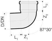 Valsir Triplus Bend - 87.30 Degree, D110 mm - VS0650459 - Getplumb