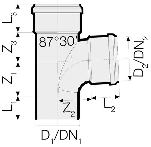 Valsir Triplus Swept Branch - 87.30 Degree, D110 mm - VS0650693 - Getplumb